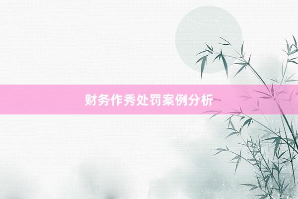 财务作秀处罚案例分析
